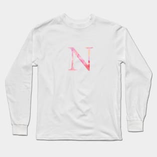 Pink Nu Watercolor Letter Long Sleeve T-Shirt